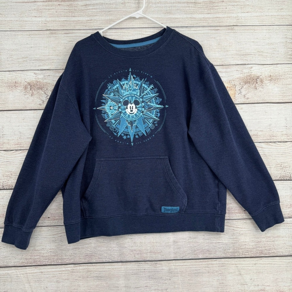 Disney Parks Sweatshirt Women L‎ Navy Mickey Mouse Discover the Magic Compass